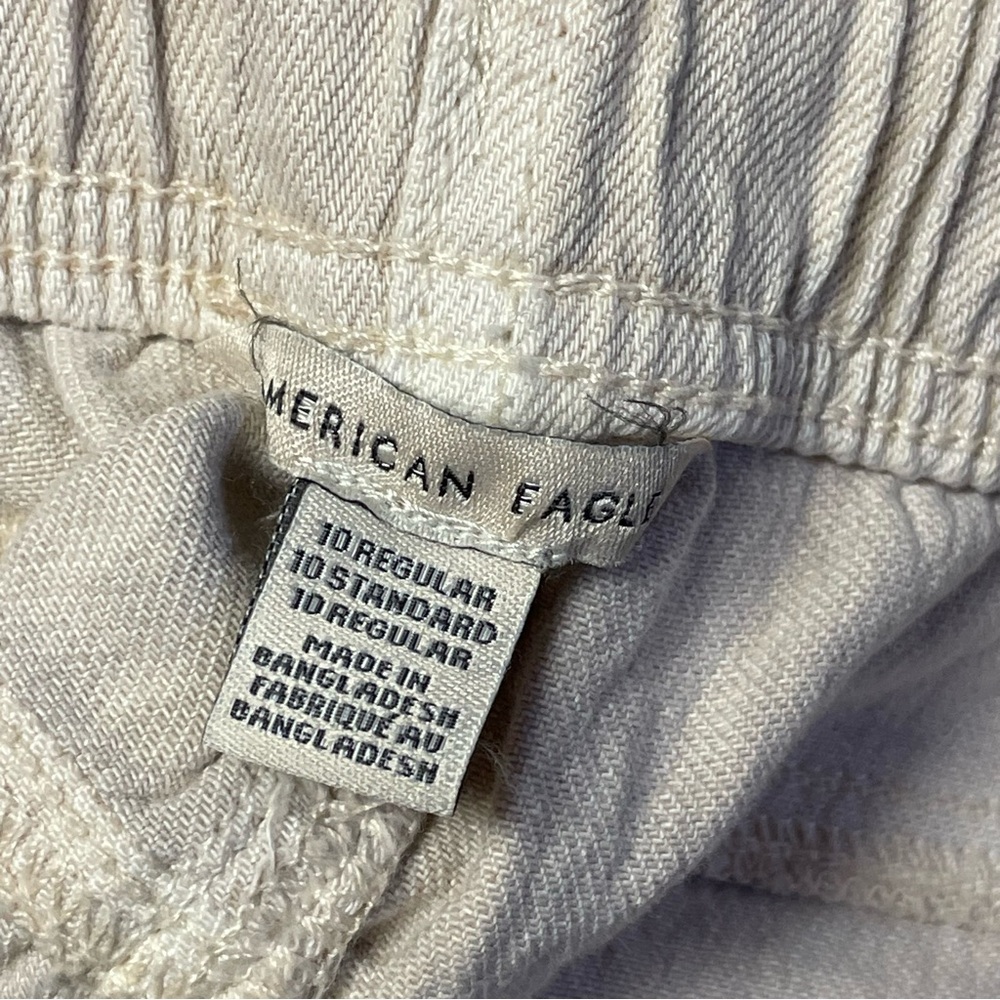 American Eagle AE Jogger Pants Jeans Size 10 Khaki Beige Drawstring - Picture 9 of 11